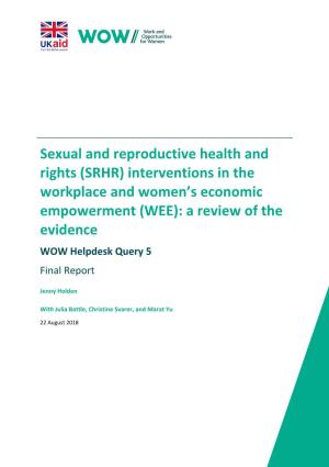 (SRHR) Interventions in the Workplace and Women's Economic Em