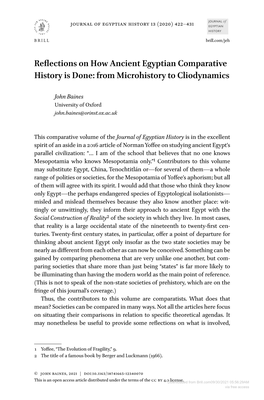 Reflections on How Ancient Egyptian Comparative History Is Done: from Microhistory to Cliodynamics