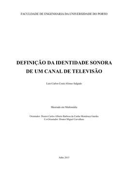 Definição Da Identidade Sonora De Um Canal De Televisão