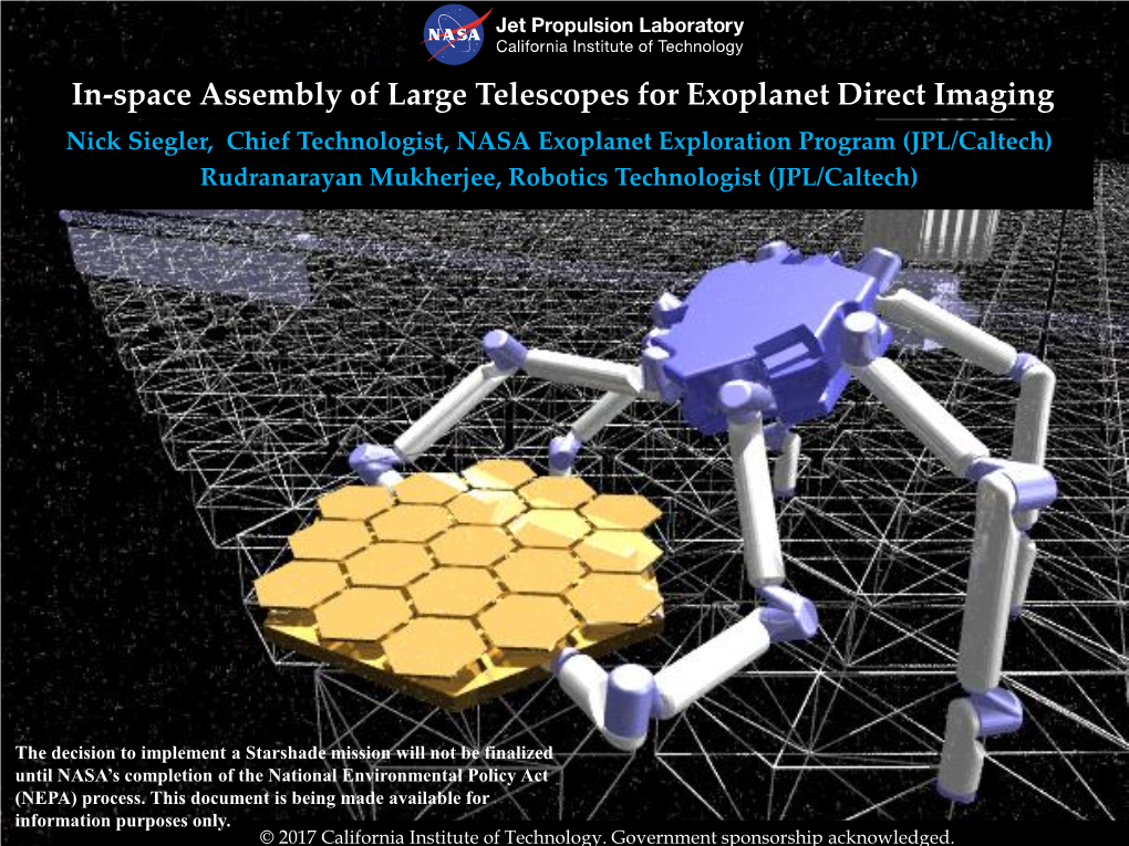 In-Space Assembly of Large Telescopes for Exoplanet