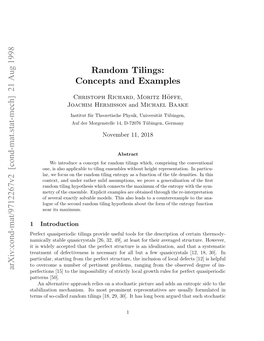 Random Tilings: Concepts and Examples