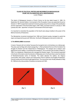 FLAGS of POLITICAL PARTIES and MOVEMENTS in MADAGASCAR from the COLONIZATION UNTIL INDEPENDENCE Lucien Philippe the Island of Ma