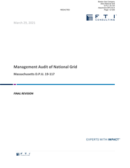 Management Audit of National Grid Massachusetts D.P.U