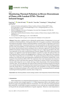 Monitoring Thermal Pollution in Rivers Downstream of Dams with Landsat ETM+ Thermal Infrared Images