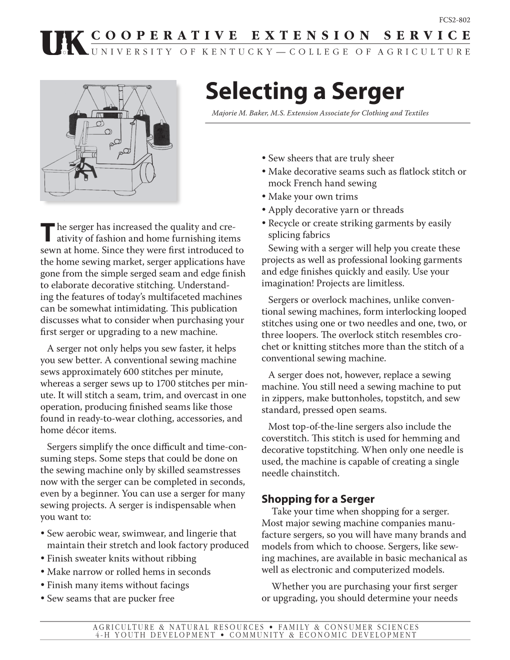 Selecting a Serger Majorie M