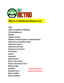 395-In-1 Multicart Games List