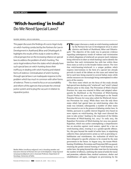 Witch-Hunting’ in India? Do We Need Special Laws?