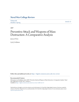 Preventive Attack and Weapons of Mass Destruction: a Comparative Analysis James J
