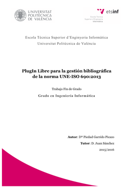 Plugin Libre Para La Gestión Bibliográfica De La Norma UNE-ISO 690:2013