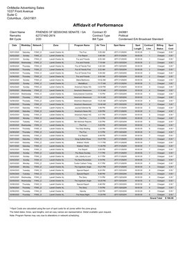 Affidavit of Performance