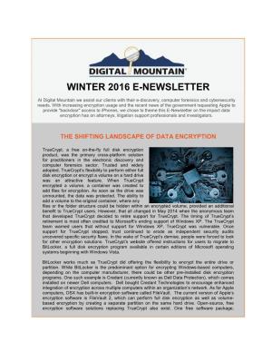 Winter 2016 E-Newsletter