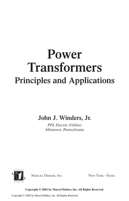 Power Transformers Principles and Applications