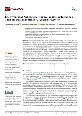 Effectiveness of Antibacterial Surfaces in Osseointegration of Titanium Dental Implants: a Systematic Review
