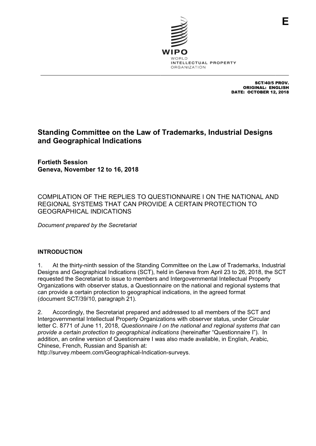 Standing Committee on the Law of Trademarks, Industrial Designs and Geographical Indications