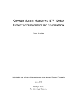 Chamber-Music in Melbourne 1877–1901:A