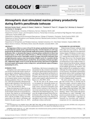 Atmospheric Dust Stimulated Marine Primary Productivity During Earth's