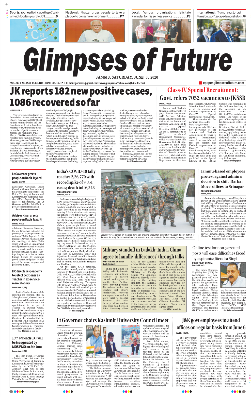 Jammu, Saturday, June 6 , 2020