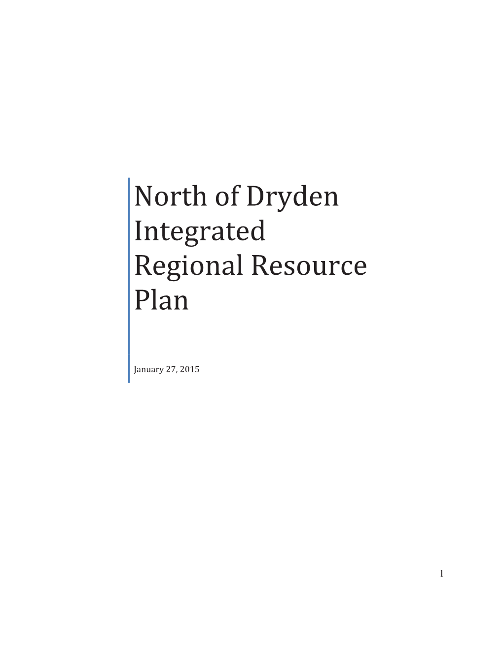 North of Dryden Integrated Regional Resource Plan