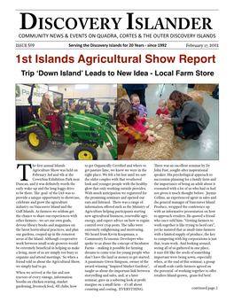 1St Islands Agricultural Show Report Trip ‘Down Island’ Leads to New Idea - Local Farm Store