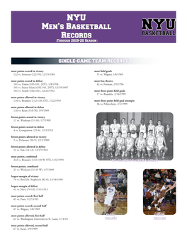 NYU Men's Basketball Records