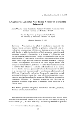 L-Cycloserine Amplifies Anti-Tumor Activity of Glutamine Antagonist