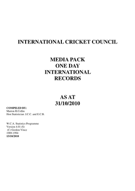 International Cricket Council Media Pack One Day