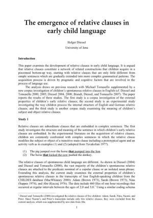 The Emergence of Relative Clauses in Early Child Language