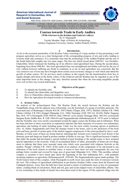 Courses Towards Trade in Early Andhra (With Reference to the Krishna and Godavari Valleys) Dr