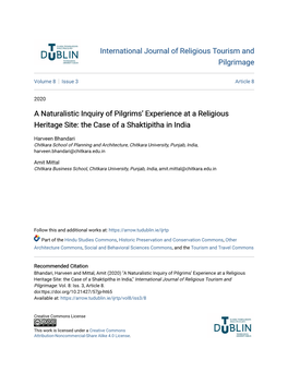 A Naturalistic Inquiry of Pilgrims' Experience at A