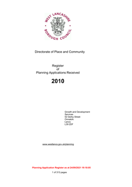 Register of Planning Applications 2010