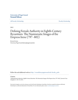 Defining Female Authority in Eighth-Century Byzantium: The