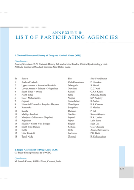 List of Participating Agencies
