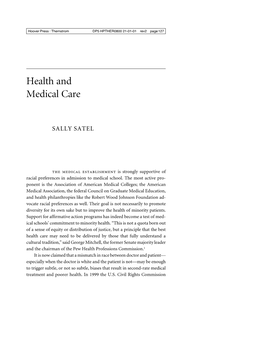 Health and Medical Care