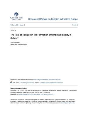 The Role of Religion in the Formation of Ukrainian Identity in Galicia?