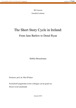 The Short Story Cycle in Ireland: from Jane Barlow to Donal Ryan
