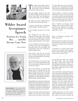 Wilder Award Acceptance Speech