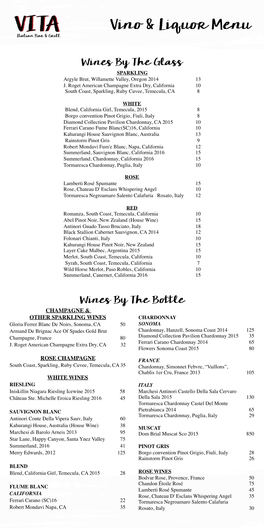 7X14 Wine Menu