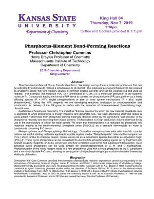 Phosphorus-Element Bond-Forming Reactions