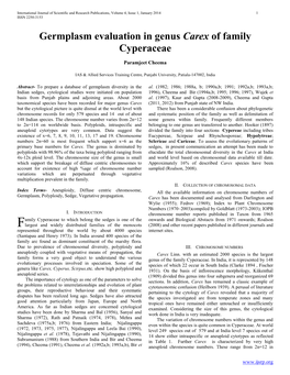 Germplasm Evaluation in Genus Carex of Family Cyperaceae