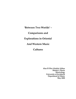 Comparisons and Explorations in Oriental and Western Music Cultures’