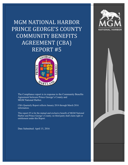 Mgm National Harbor Prince George's County Community Benefits Agreement