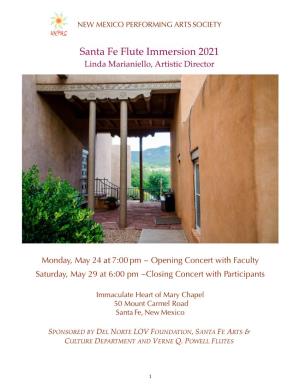 Santa Fe Flute Immersion Concerts May 24 & 29, 2021