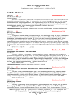 SPRING 2013 COURSE DESCRIPTIONS (2-7-13) Complete and Up-To-Date Course Information Is Available on Thehub