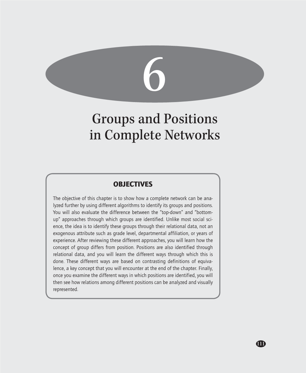 Groups and Positions in Complete Networks