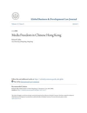 Media Freedom in Chinese Hong Kong Richard Cullen City University of Hong Kong, Hong Kong