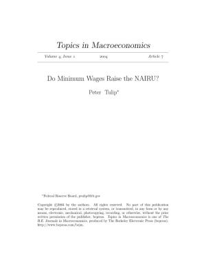 Do Minimum Wages Raise the NAIRU?