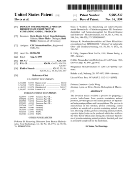 United States Patent (19) 11 Patent Number: 5,985,337 Bortz Et Al
