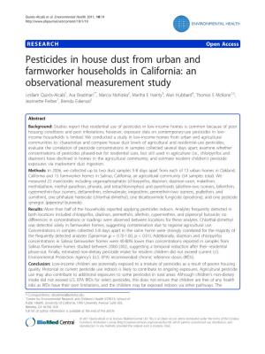 Pesticides in House Dust from Urban and Farmworker Households In