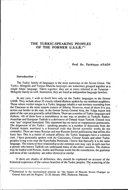THE TURKIC-SPEAKINGPEOPLES of the FORMER U.S.S.R.&lt;.)