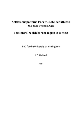 Settlement Patterns from the Late Neolithic to the Late Bronze Age